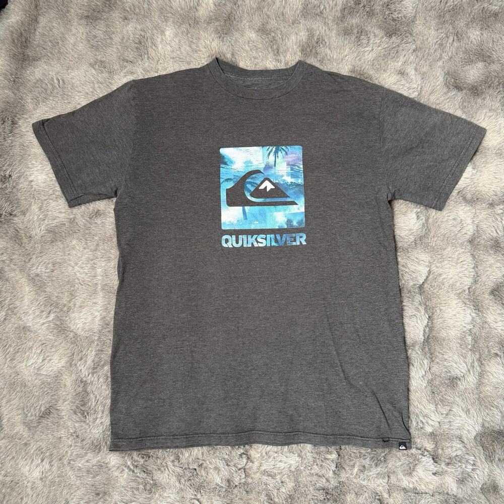 Quicksilver T Shirt Size Large Heather Gray Crew Neck